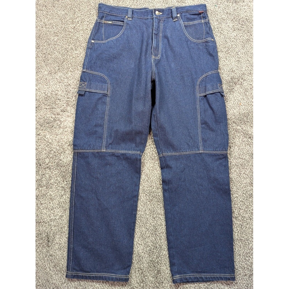 Vintage Baggy Fubu Jeans Mens 40x34 Blue‎ The Collection Cargo Skater Y2K 40x33